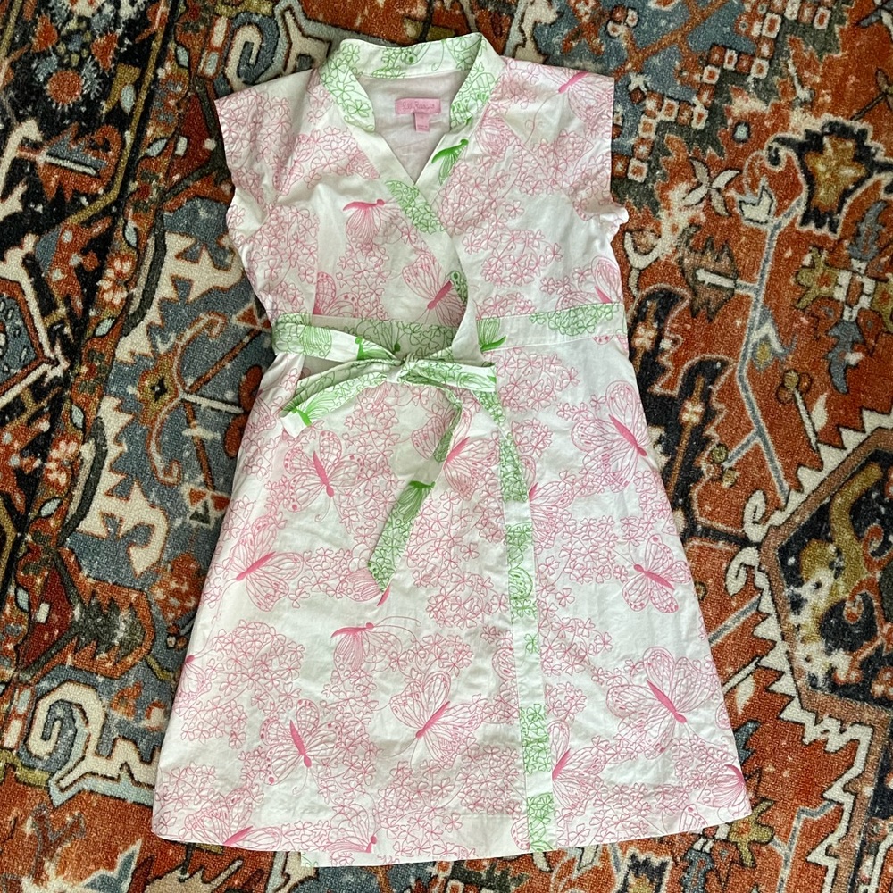 Girls Lilly Pulitzer embroidered wrap dress